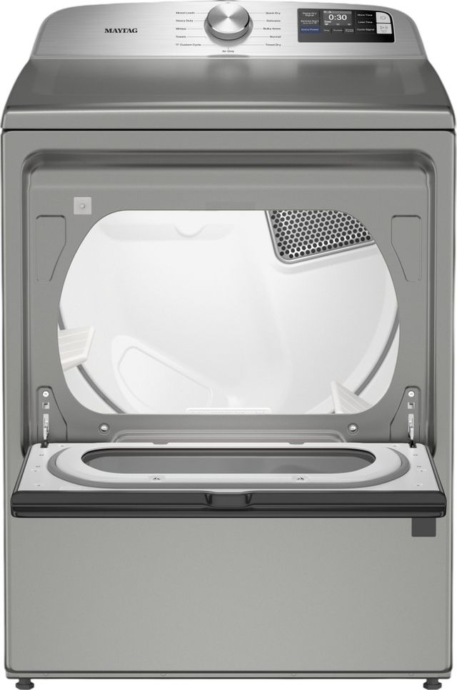 Maytag® 7.4 Cu. Ft. Classic Silver Smart Front Load Gas Dryer with Extra Power-1
