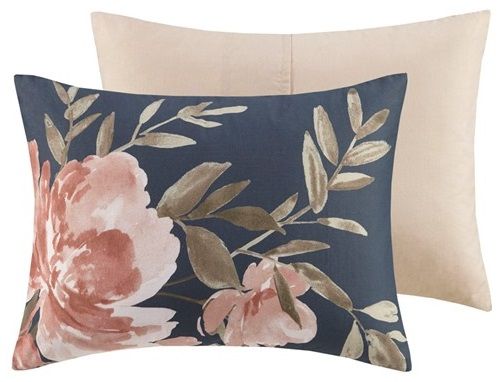 Olliix by Madison Park Camillia 8 Piece Navy Queen Cotton Comforter Set-1