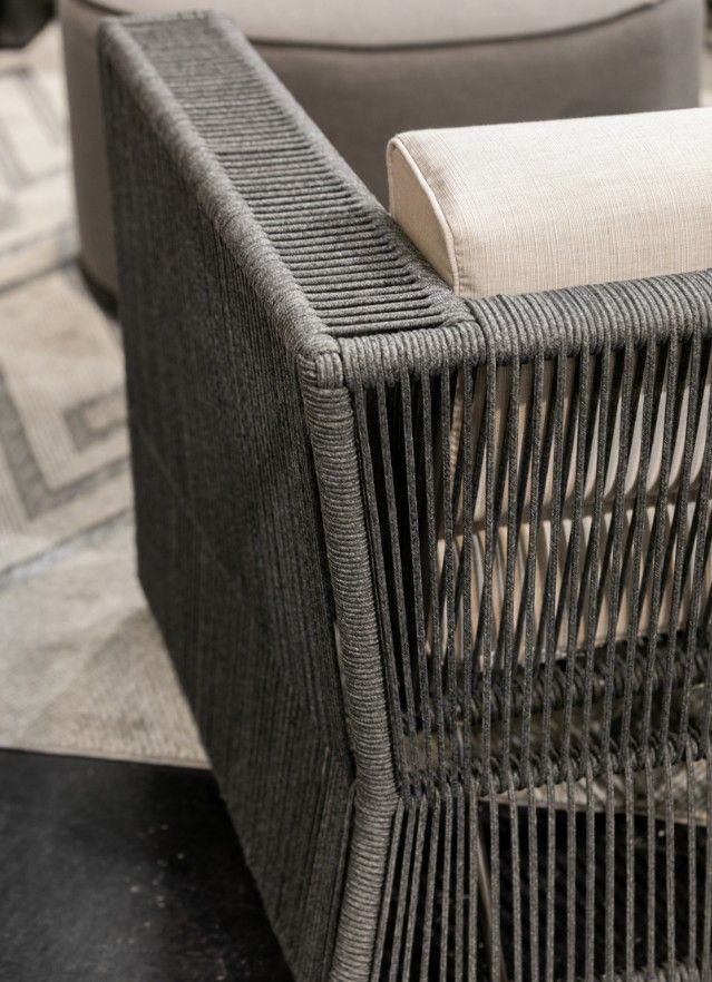 Sunset West Milano Charcoal Gray Aluminum/Olefin Rope Outdoor Sofa with Echo Ash Cushion-2