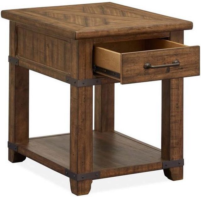 Magnussen Home® Chesterfield Farmhouse Timber Rectangular End Table-3