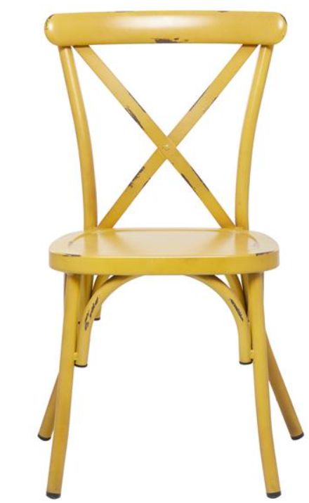 Deco Marche Yellow Metal Outdoor Dining Side Chair-1