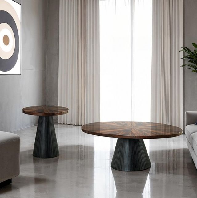 Furniture of America® Surdal Black/Brown Oval Coffee Table with Black Base-2