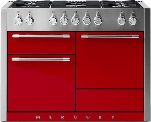 AGA™ Mercury 48" Stainless Steel Pro Style Dual Fuel Range with Piccadilly Red Door-0