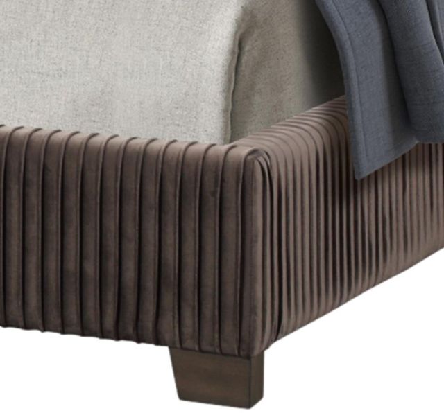 Bernards Milo Brown Pleated Upholstered Queen Panel Bed-2