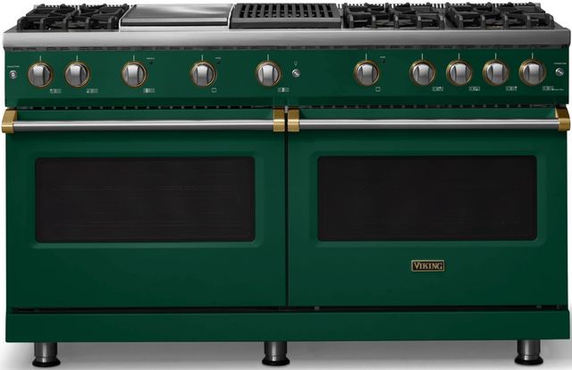Viking® 5 Series 60" Ivy Pro Style Gas (LP) Range with Brushed Brass Trim-0