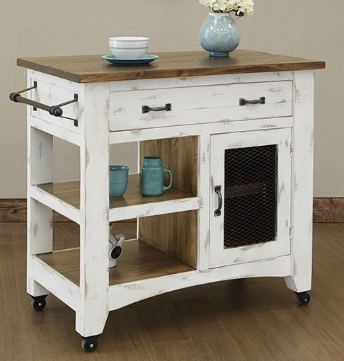 International Furniture Direct Pueblo White 1-Drawer 1-Door Kitchen Island-3