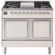 Ilve® Nostalgie II Noblesse 40'' Antique White Pro Style Dual Fuel Range with Chrome Trim-0