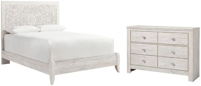 Signature Design by Ashley® Paxberry 2-Piece Whitewash Queen Panel Bed Set-0