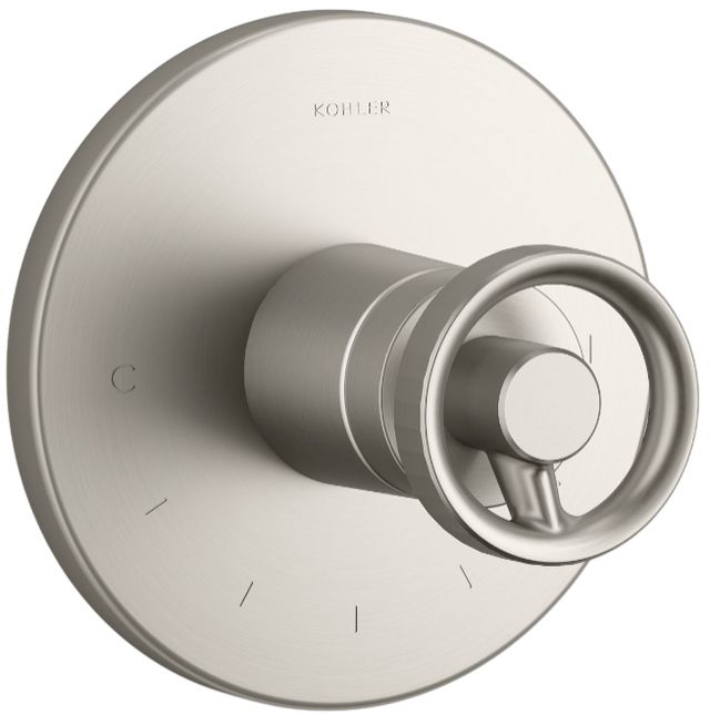 KOHLER® Components® MasterShower® Vibrant Brushed Nickel Temperature Control Valve Trim with Industrial Handle-0