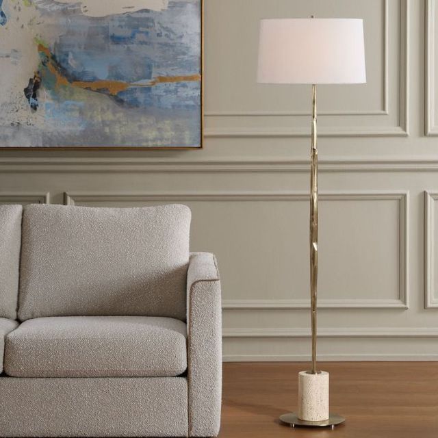 Uttermost® Halen Antique Brass Floor Lamp-2