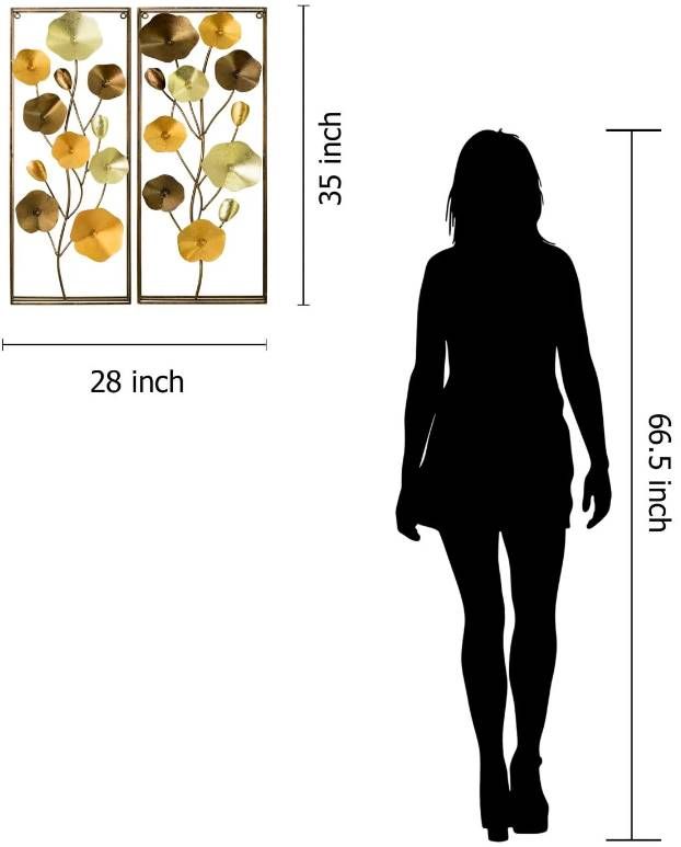 Classy Art 2-Piece Brown/Gold/White Flower Panels Wall Decor Set-1