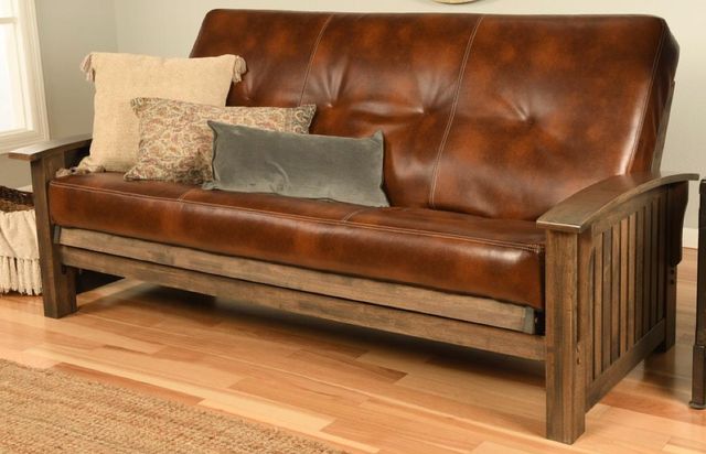 Kodiak Furniture Washington Oregon Trail Saddle/Rustic Walnut Full Futon with Mattress-1