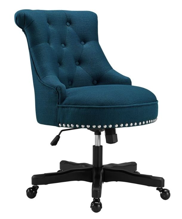 Linon Sinclair Azure Blue/Black Office Chair-0