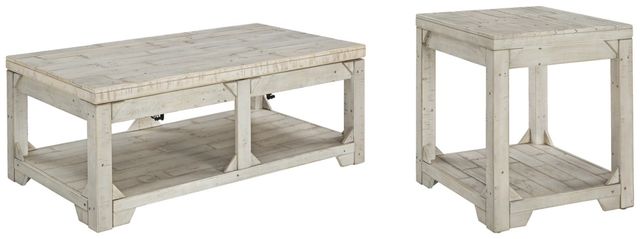 Signature Design by Ashley® Fregine 2-Piece Whitewash Living Room Tables Set-0