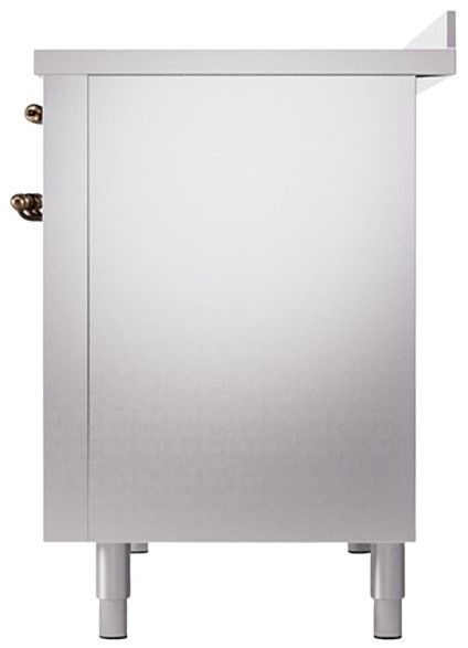 Ilve® Nostalgie II Series 48" Stainless Steel Pro Style Induction Range with Burnished Trim-3