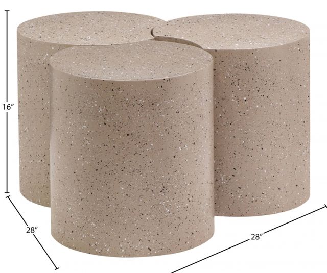 Meridian Furniture Dimple 3-Piece Taupe 16'' Modular Nesting Coffee Table Set-3