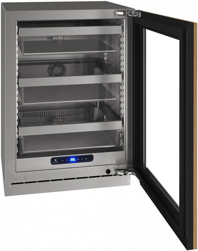 U-Line 5 Class Collection 24” 5.2 Cu. Ft. Panel Ready Beverage Center with Glass Door and BrightShield™ Lighting-1
