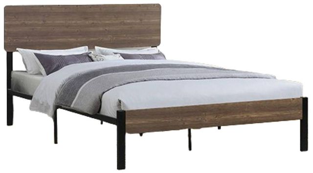 Milton Greens Stars Black Frame Full Platform Bed with Wooden Headboard and Footboard-0