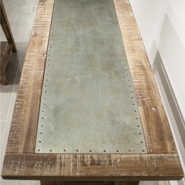 Riverside Furniture Rowan Rough-Hewn Gray Sofa Table with Metal Top Insert-2