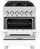 ZLINE Legacy 24" Satin Stainless Steel Pro Style Dual Fuel Range with White Matte Door-4