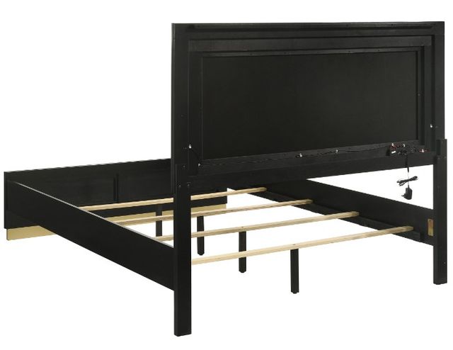 Coaster® Caraway Black/Light Gray Queen Upholstered Panel Bed-2