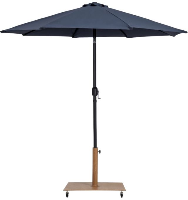Meridian Furniture Fiji Gray/Matte Black/Teak Aluminum Outdoor Patio Umbrella and Base-0