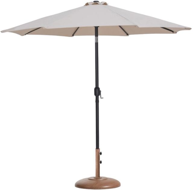 Meridian Furniture Fiji Beige Aluminum Outdoor Patio Umbrella and Round Base-0