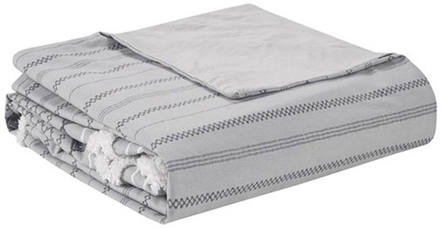 Olliix by INK+IVY Gray King/California King Imani Cotton Duvet Cover Mini Set-2