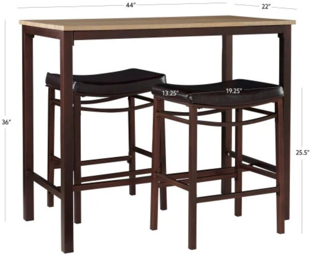 Linon Betty 3-Piece Brown Pub Table Set-2