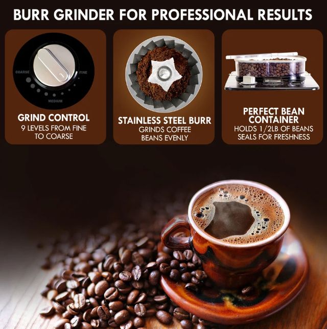 Kenmore® Elite 12 Cup Stainless Steel Grind and Brew Coffee Maker with Burr Grinder -4