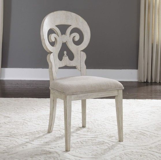 Liberty Furniture Farmhouse Reimagined Antique White/Khaki Splat Back Side Chair-1