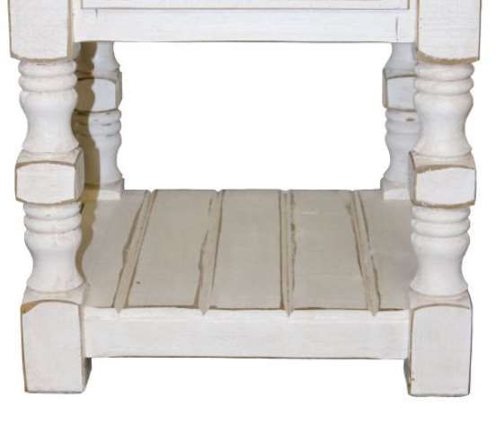 Million Dollar Rustic Cottage Rustic Brown End Table with White Base-1