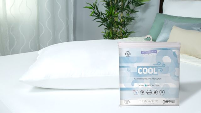 Protect-A-Bed® Therm-A-Sleep White Cool Waterproof Queen Pillow Protector-1