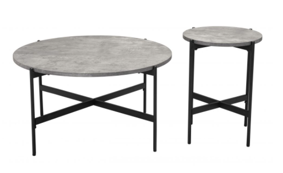 Zuo® Modern Malo 2-piece Gray Coffee Tables with Black  Metal Base -0