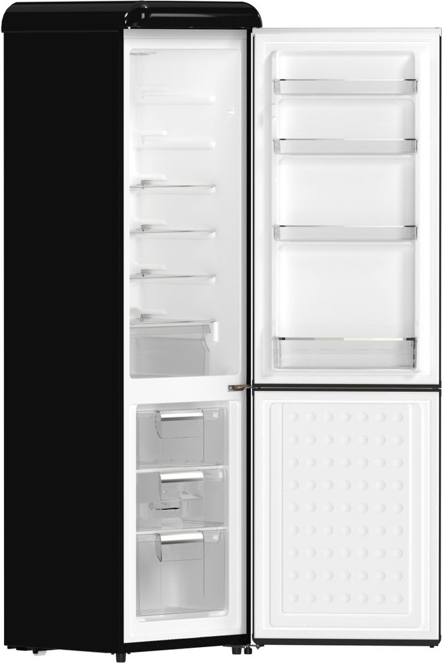 FORNO® Storico Alta Qualita 22" 9 Cu. Ft. Black Retro Counter Depth Bottom Freezer Refrigerator with Copper Tone Handle-3
