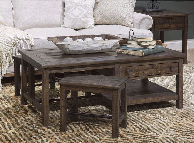Magnussen Home® Smithton 3-Piece Homestead Brown Rectangular Cocktail Table and Stools Set-1