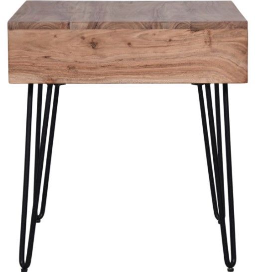 Jofran Inc. Rollins Natural End Table with Black Base-2
