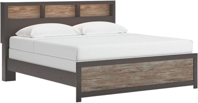 Signature Design by Ashley® Broachmyn Black/Gray Lighted King Bookcase Panel Bed-2