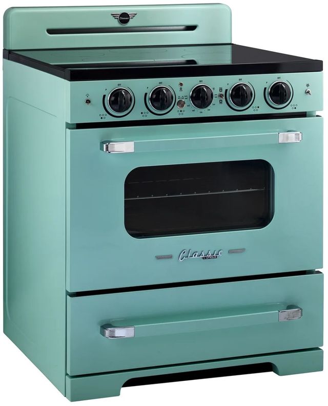 Unique® Appliances Classic Retro 30" Ocean Mist Turquoise Slide In Induction Range-2