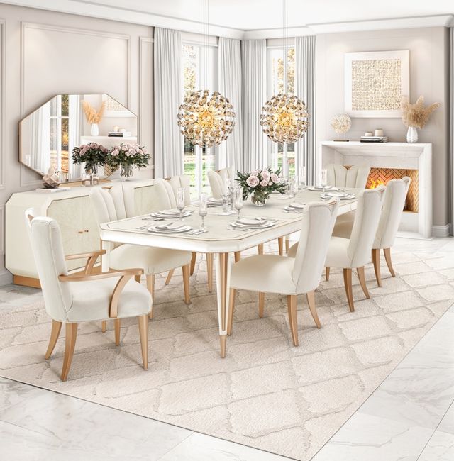 Michael Amini® La Rachelle Medium Champagne Rectangular Dining Table-1