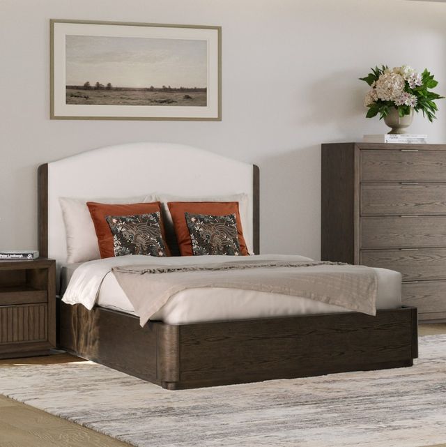 Flexsteel® Athens Chocolate Brown/Ivory Queen Upholstered Panel Bed-1