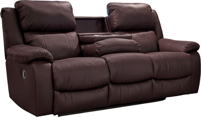 Stateside Seating Invincible Espresso Manual Reclining Dropdown Table Sofa-2