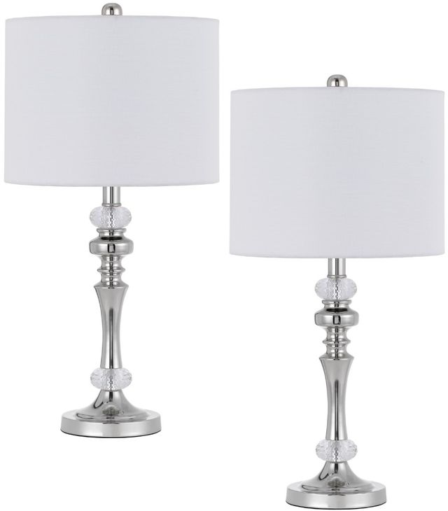 Cal® Lighting & Accessories Effingham 2-Piece Chrome Table Lamp Set-0
