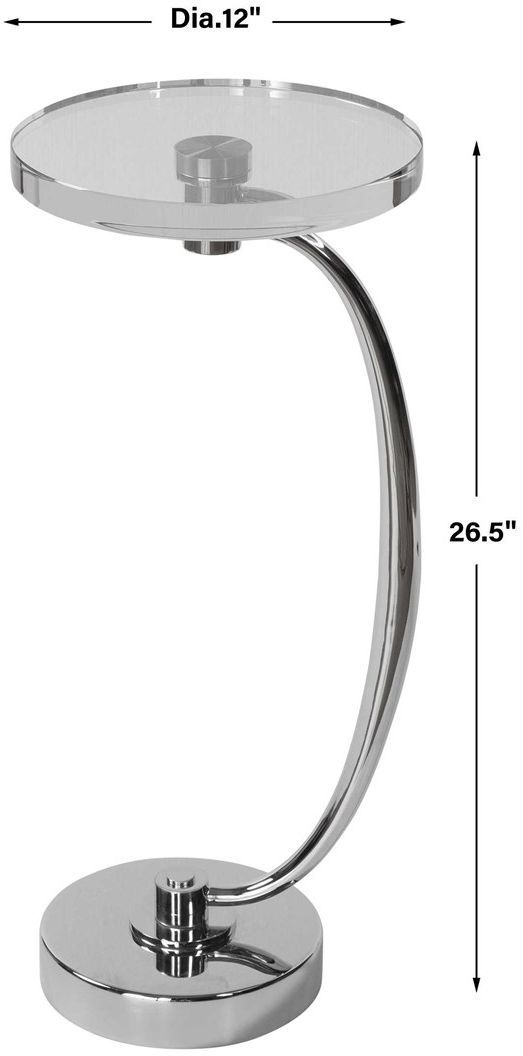 Uttermost® Waveney Crystal Top Drink Table with Polished Nickel Base-2