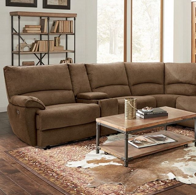 Furniture of America® Cerelia 6-Piece Brown Power Reclining Sectional-1