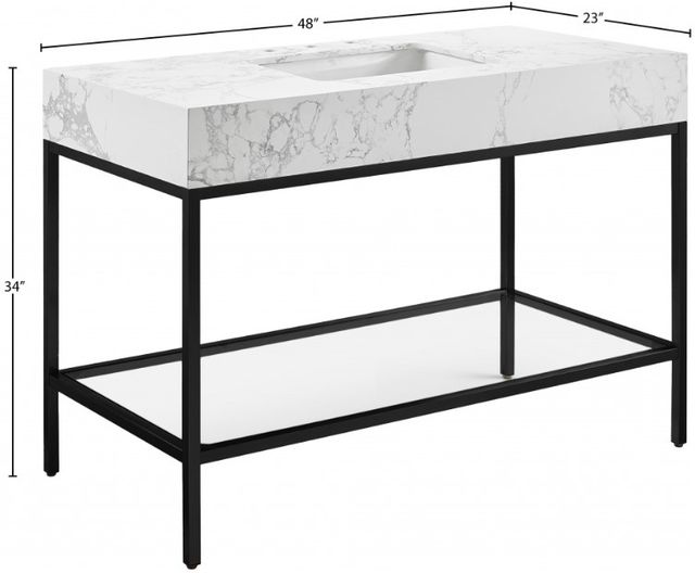 Meridian Furniture Marmo White/Matte Black 48" Bathroom Vanity-4