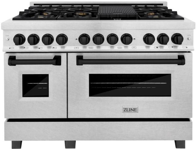 ZLINE Autograph Edition Legacy 48" Satin Stainless Steel Pro Style Dual Fuel Range with Matte Black Accents-0