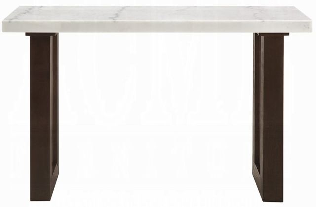 ACME Furniture Edwyn White Marble Top Sofa Table with Brown Base-3