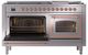 Ilve® Nostalgie II Noblesse 60'' Stainless Steel Pro Style Dual Fuel Range with Copper Trim-3