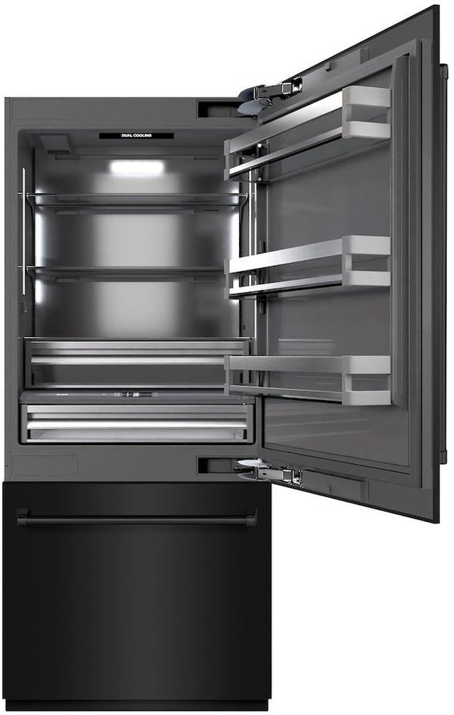 ZLINE 36" 19.8 Cu. Ft. Black Stainless Steel Built-In Bottom Freezer Refrigerator with Water Dispenser, Ice Maker, and Graphite Gray Interior-3